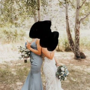 Azazie Kendall&Kylie Sheath Pleated Stretch Satin Floor-Length Dress Dusty Blue